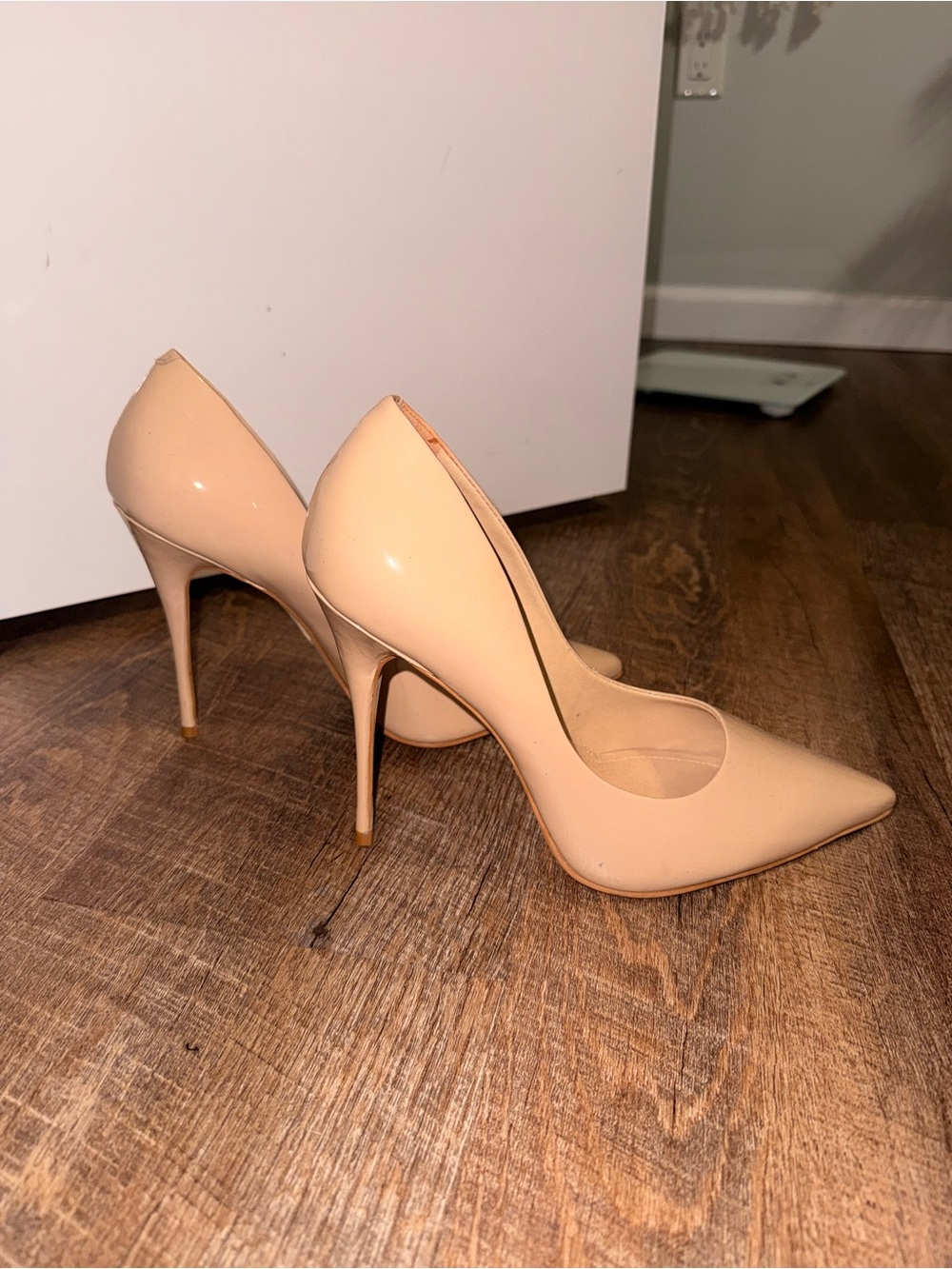 Saks Fifth Avenue Beige Patent Pointed-Toe Stiletto Pumps